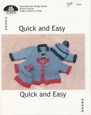 Plymouth KNITTING PATTERN P314 Encore Chunky Child's Jacket, 2 Hats Quick & Easy