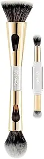 New Professional Dual-Ended Makeup Brush Set, 4-in-1 Travel Brushes, Foundation and Powder Applicator with Soft Bristles