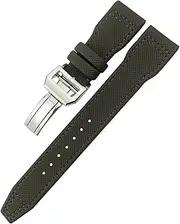 [WIKUNA] Watchband 20mm 21mm 22mm for IWC Le Petit Prince Big Pilot TOP Gun IW3777 Sport Fiber Canvas Watch Strap (Color : Green Square Buckle, Size : 20mm)