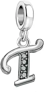 [MiniJewelry] Women A-Z Initial Letter Charms for Bracelets Necklaces Pendants Alphabet Dangle Name Sister Friendship BFF Crystal Clear CZ