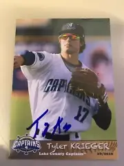 TYLER KRIEGER 2016 Signed LAKE COUNTY CAPTAINS Team Card