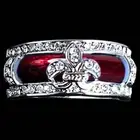 DESIGNER REPLICA_*FLEUR DE LIS*_RING SET_CZ / RED ENAMEL_SIZE-4__925 SILVER_NF