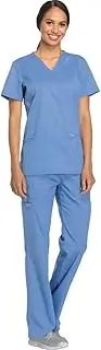 [Cherokee] Scrub Set For Women Modern Classic Fit 3 Pockets V-Neck Top WW620 with 5 Pockets Moderate Flare Leg Pant WW120
