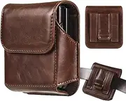 INGIDO for Samsung Galaxy Z Flip 5/4/3 Phone Pouch Holster Belt Case, Leather Pouch with Belt Clip for Phone Holster Case for Motorola Razr Plus, Moto Razr+ 2023, Galaxy Z Flip 5/4/3/2 -Coffee