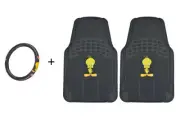 Tweety Bird 2 Pc Floor Mats + Steering Wheel Cover Combo Holiday Gift Set Pack (for: Volvo)