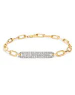 Bloomingdale's Fine Collection Diamond Pave Oval Link Bracelet in 14K White & Yellow Gold, 0.60 tcw