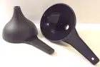 Two Tupperware Large Funnels ~ Fill Oil Bottles, Shakers, Rice Mold Black New