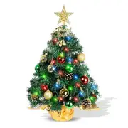 Tabletop Christmas Tree 22 Inch Mini Artificial Christmas Tree with 30 LED String Lights, Star Tree, Tabletop Small Xmas Tree