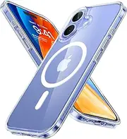TORRAS Magnetic Shockproof for iPhone 16 Plus Case, [Compatible with MagSafe][Military-Grade Drop Tested] Translucent Slim Protective Case for iPhone 16 Plus Anti-Fingerprint Anti-Scratch, Clear