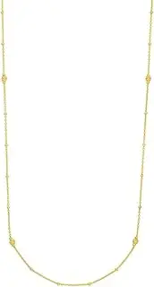 [Generic] 925 Sterling Silver Gold Plated Long and Lovely Small Bead With Sparkle Cut Bead Station Jewelry Gifts for Women - 91 Centimeters