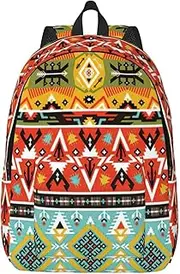 [JEJEA] Bohemian Feather print Travel Backpack for Women, Carry On Backpack Laptop Nurse Bag Casual Daypack for Adult
