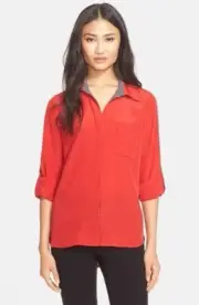 SZ 12 Diane Von Furstenberg Poppy Hidden Front-Button Placket Blouse Top $268