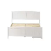 NNEED Wooden Bed Frame Queen Size with Trundle Drawers White