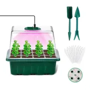 Seed Starter Tray with Adjustable Humidity Dome and Grow Lights Kit