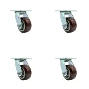 4 Inch Polyurethane Swivel Caster Set with Ball Bearing and Swivel Lock SCC