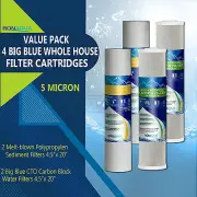 Big Blue 2 CTO Carbon Block & 2 Sediment Water Filters 4.5" x 20" Cartridges Set