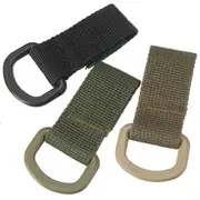 Military Tactical Carabiner Nylon Strap Buckle Hook Belt Hanging Keychain D-shaped Ring Molle System 23 GREEN