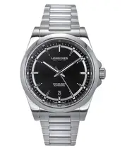 Longines Conquest Swiss Made Sunray Black Dial L3.830.4.52.6 100M Mens Watch