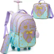 Meetbelify Girls Rolling Backpack Kids Backpacks with Wheels for Elementary on