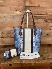 Brahmin Ezra Coastal Blue Odysea Leather Tote & Cordelia Wallet -NWT