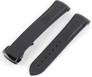 [ALMVIS] 20mm 21mm 22mm Curved End Silicone Rubber Watch Band Fit for Pagani Watch Fit for Huawei Fit for GT2 Magic Watch 2 Fit for Honor Fit for Samsung Galaxy Watch S3 S4(Black 2)