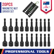 20-Piece 1/4" Power Nut Driver Set Impact Drill SAE & Metric Drill Bits Holder