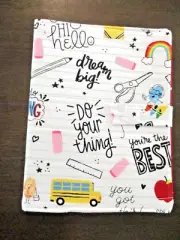 Composition Book with Handmade Fabric Cover - School Print