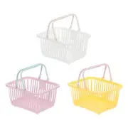 3PCS Mini Shopping Baskets with Handles Small Tiny Baskets, White Purple Yellow