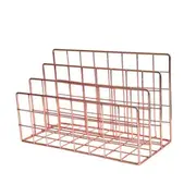 3-Layer Iron Storage Shelf Rose Gold Stand Hollow Paper Letter Holder File Document Office Desk Organizer organizador escritorio