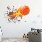 3D Basketball Wall Sticker Removable Flying Fire Basketball Wall Art Decal D]*