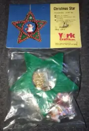 York Crafts Holiday Santa STAR *RARE* Vintage Sequin Bead Christmas Ornament Kit