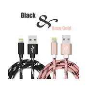 2PCS Nylon Braided Tiger Design USB-A to Lightning 2m/6ft Charging Cable Charger Cord for Apple iPhone 14 13 12 11 iPad - Black/Pink