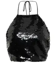[Magda Butrym] Magda Butrym Sequined halterneck crop top AU 8 black