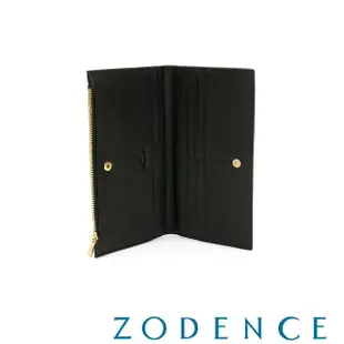 【ZODENCE 佐登司】LIZ進口牛皮對開輕薄長夾(黑)