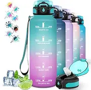 Water Bottle, Water Bottle, 1.5 Litres, Sports Water Bottle with Time Marking, Drinking Bottle with Straw, Drinking Bottle for Carbonated Drinks, Can Be Carried, for Yoga, Camping, Running