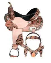 Roping Ranch Leather Wade Tree Trail Horse Saddle Tack Set Sizes 10" - 18"