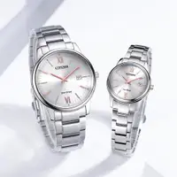 在飛比找ETMall東森購物網優惠-CITIZEN 星辰 光動能情侶手錶 對錶-銀 BM6978