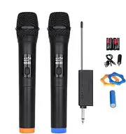 Uoqpty Cordless Microphone,Double Singing Mic System | Rechargeable Cordless Dynamic Mics, Portable Audio Microphones with Built-in Sound Card for Mixer, Audio Interface