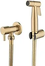 LOSCHEN 1/2NPT Stainless Steel Bidet Sprayer kit for Toilet,Hand Held Sprayer Shattaf Toilet Attachment for Pet Bath/Personal Hygiene/Bathroom/Closestool,Easy to Install (Brushed Gold)