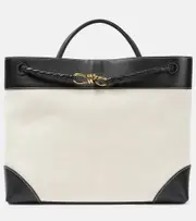 [Bottega Veneta] Bottega Veneta Andiamo Large leather-trimmed canvas tote bag One Size white