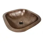 Brightwork Home 16.25" Hand Hammered Square Undermount Bathroom Sink with Ove...