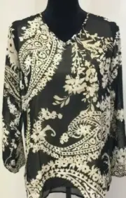 Susan Graver ~ Size 4 ~ Printed ~ Sheer ~ Chiffon Peasant Top & Tank Set ~ QVC