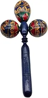 JWQFBC Maraca Rumba Shaker Wood with Three Heads for Adult Children Hand Percussion Rattle Music Instrument for The Performance Game, Blue
