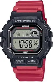 [Casio] Men's Lap 60 Digital Watch, Black Dial, Red Band