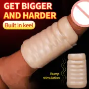 Reusable Condom Men Penis Extender Enlarger Penis Sheath Stretch Sleeve Enhancer