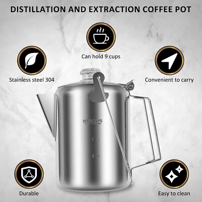 Percolator Coffee Pot Stainless Steel Camping Coffee Pot Outdoor Stovetop#*#