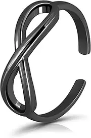Hoops & Loops 925 Sterling Silver Figure Eight Infinity Adjustable Open Toe Ring for Women Teen Girls Men