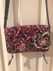 Vera Bradley Turnlock Crossbody Katalina Pink Blue Floral Shoulder Bag New