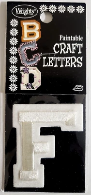 WRIGHTS 2-inch Iron-On Paintable Embroidered CRAFT LETTERS - WHITE-F