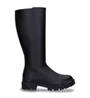 Women tall boots black vegan leather zip high knee confident style flat riding